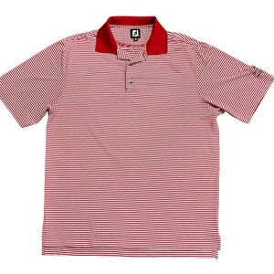FootJoy Golf Polo Shirt Mens‎ Striped Short Sleeve Performance Casual Red